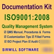 ISO9001:2008 (iso 9000/ iso 9001) quality manual (s/w)
