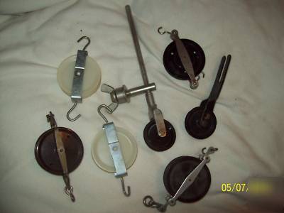 Lot of 7 mixed/assorted pulley wheels-physic labs
