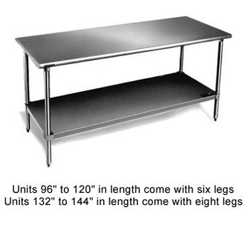 Eagle T3030SEB work table, stainless steel top, undersh