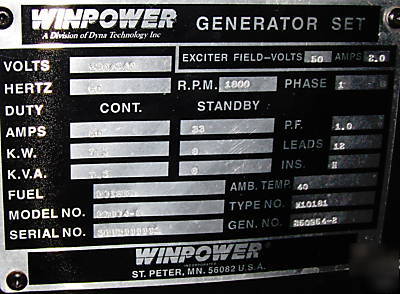 New winpower commercial standby diesel generator, 