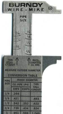 New burndy wire-mike stainless wire & pipe micrometer