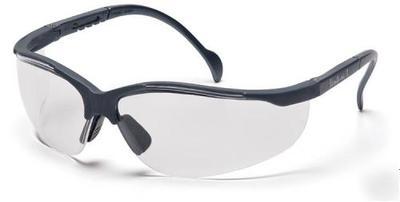 6 pair venture ii safety glasses clear w/gray frame 