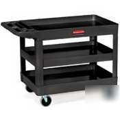 Black heavy-duty utility/service cart - 3-shelf