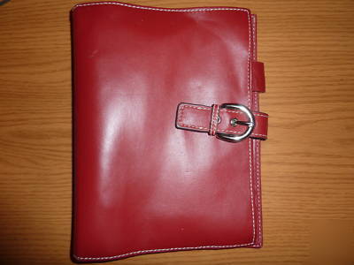 *nice* red franklin covey leather day planner notebook 