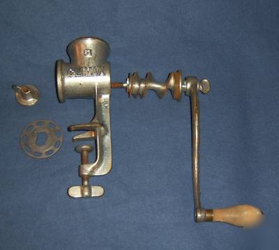 Hand crank vintage tabletop meat grinder, climax 51 vcg