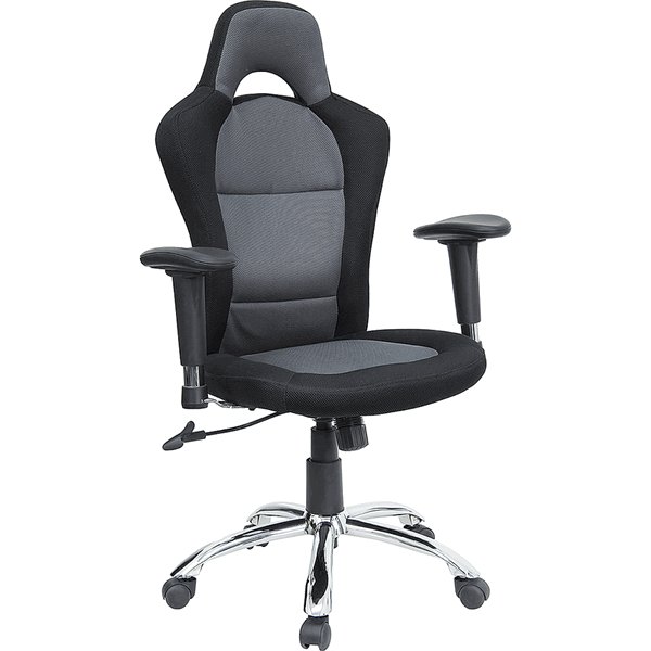 Race car inspired bucket seat office chair w/grey&black