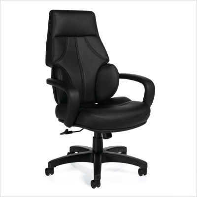 Commclad executive chair with black leather upholstery