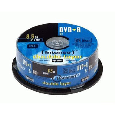 5 intenso 8X dual layer dvd+r blank dvd discs